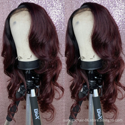 Brazilian raw unprocessed virgin Sunlight 613 Pre Plucked Hair Line with Baby Hair 13 * 4 red deep wave hair wig